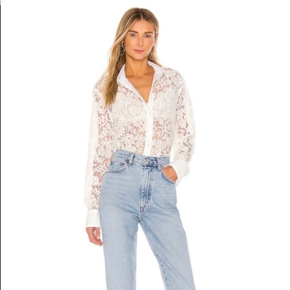 ATM Anthony Thomas Melillo Floral Lace Sheer Panel shirt button up size XS - Picture 4 of 11